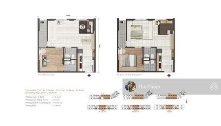 Cho thuê căn hộ 2 phòng ngủ, 55m2, giá 6,5 triệu, nhà mới, đẹp LH 0908155955