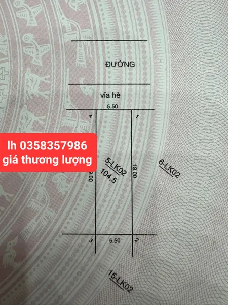 Bán đất 104.5m² ngang 5.50m giá 6.06 tỷ Xã Sóc Sơn