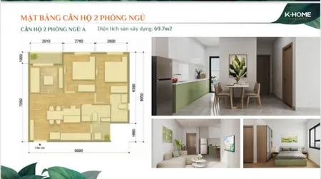 CĂN HỘ XÃ HỘI K - HOME APARTMENT + DIỆN TÍCH 69,7M*2 + 2 PHÒNG NGỦ/ 2WC