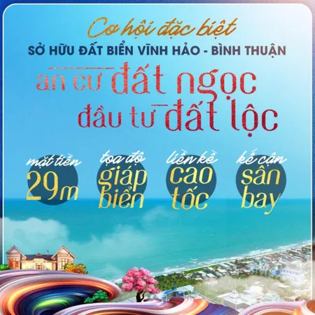 Đất nền thổ cư ven biển thị trấn. liên hương mặt tiền 21m sát cao tốc & cảng