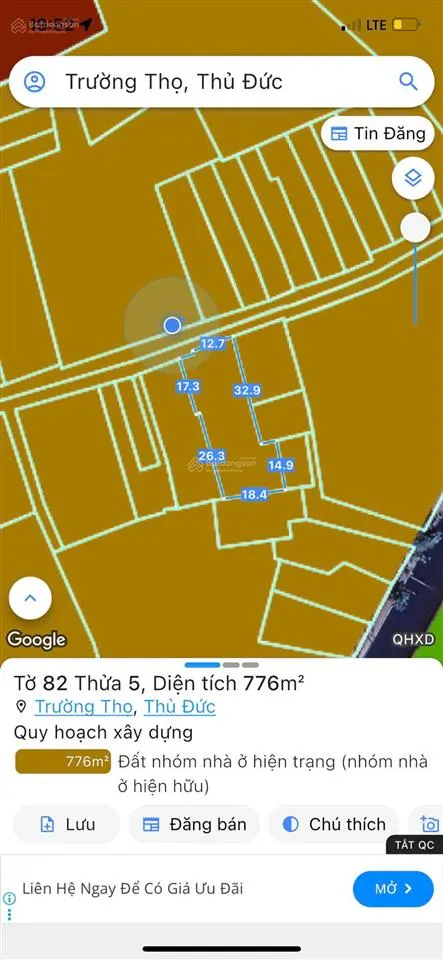 2103tt bán lô đất mặt tiền, đường số 3, p. trường thọ gần tuyến metro bình thái 812.9m2 ngang 12,3m