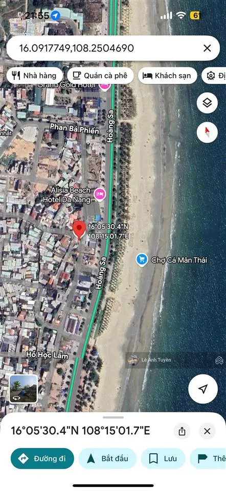 Bán lô đất đẹp 3mt đường 5m ra hoàng sa, ngay sát bãi tắm mân thái biển mỹ khê