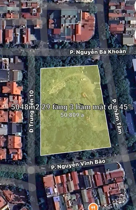 Bán lô đất cn1 mặt phố nguyễn vĩnh bảo và phố nguyễn bá khoản 50,809m2, gpxd 33 tầng, mt 280m