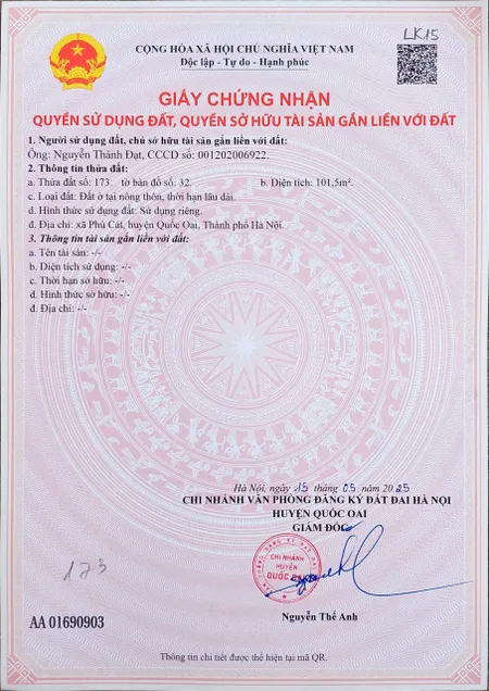 Đất nền Láng Hòa Lạc giá 2.9 tỷ diện tích 100m2 pháp lý rõ ràng – Nguyễn Hùng BĐS - 0989333012