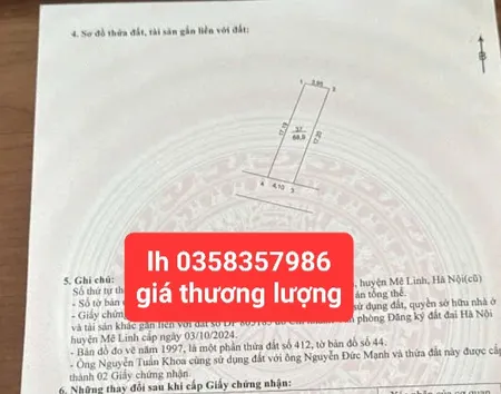 Bán đất 69m² ngang 4.1m giá 4.99 tỷ Xã Quang Minh
