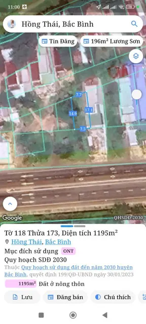Bán đất 119m² ngang 7m giá 600 triệu Phường Hàm Thắng