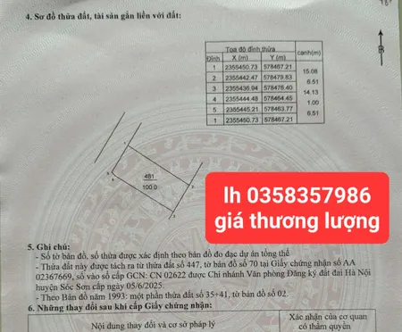 Bán đất 100m² ngang 6.51m giá 1.75 tỷ Xã Kim Anh
