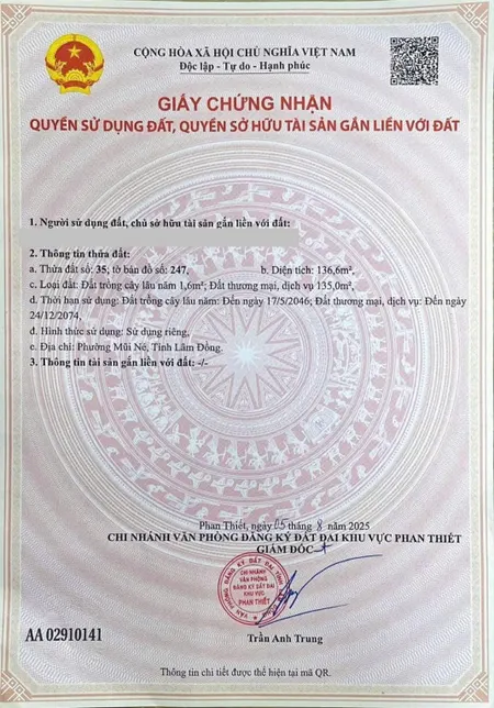 Bán đất 4007m² ngang 47m giá 8 tỷ Xã Sông Lũy
