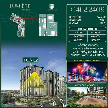 C4l2.2409 căn 2pn+ giá cực tốt | lumière springbay