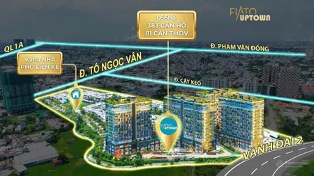 Bán căn hộ 2pn fiato uptown thủ đức dt 80m2 giá chỉ 4.3 tỷ bàn giao nt full 70%, tặng 3máy lạnh lg
