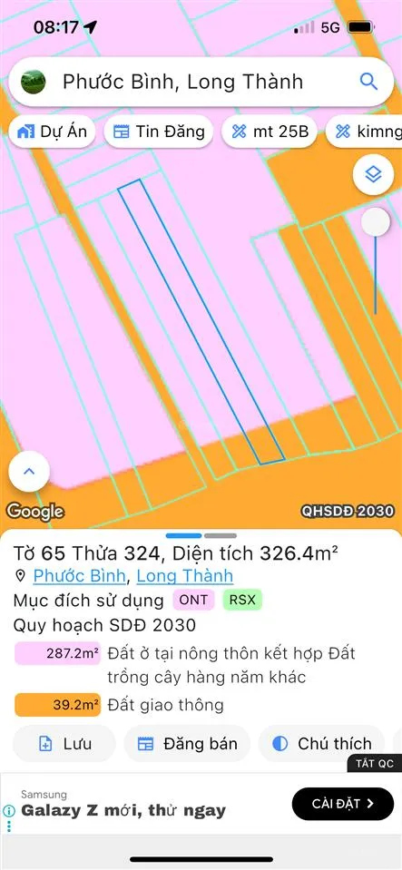 Đất mặt tiền tập đoàn 7 ở phước bình, cách ql51 chỉ 300m, shr thổ cư sẵn.