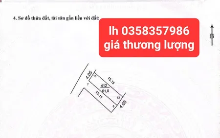 Bán đất 61m² ngang 4.05m giá 2.4 tỷ Xã Nội Bài