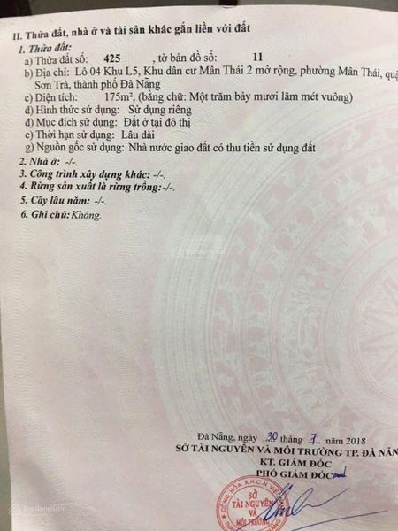 Chào bán lô đất mặt tiền Đường TÂN THÁI 3 - Vị trí sát góc đường TRẦN DUY CHIẾN
