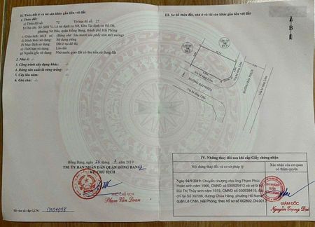 Bán đất 2 mặt tiền tđc hồ đá khu vực trung tâm sở dầu,hồng bàng.