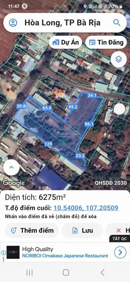 Cần bán đất mặt tiền quốc lộ 56 tam long. diện tích 6500m2 có 700m2 tc đất thương mại dịch vụ