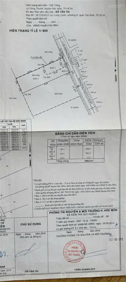 Bán đất 2600m2 tại lê văn khương, đông thạnh, hóc môn, 65 tỷ vnd