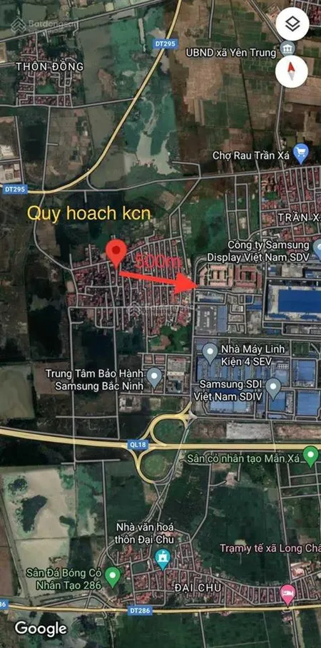 Sốc! đất xã long châu yên phong bắc ninh đường ô tô cách kcn 500m giá 11tr/m2, sổ đỏ