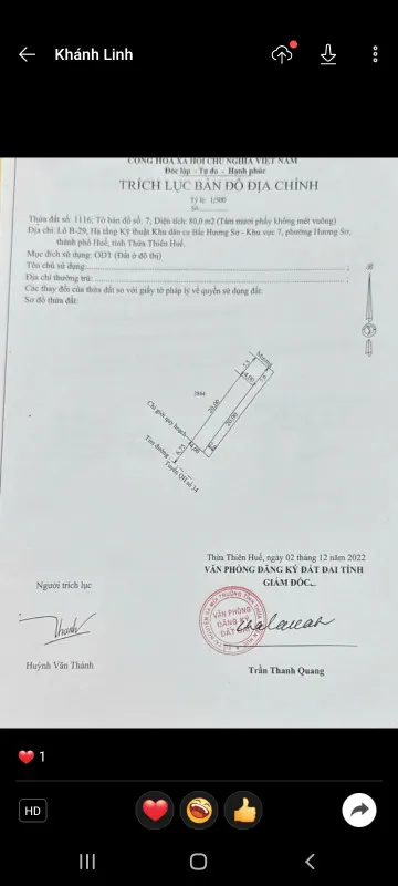 Bán đất Hương Sơ , Huế