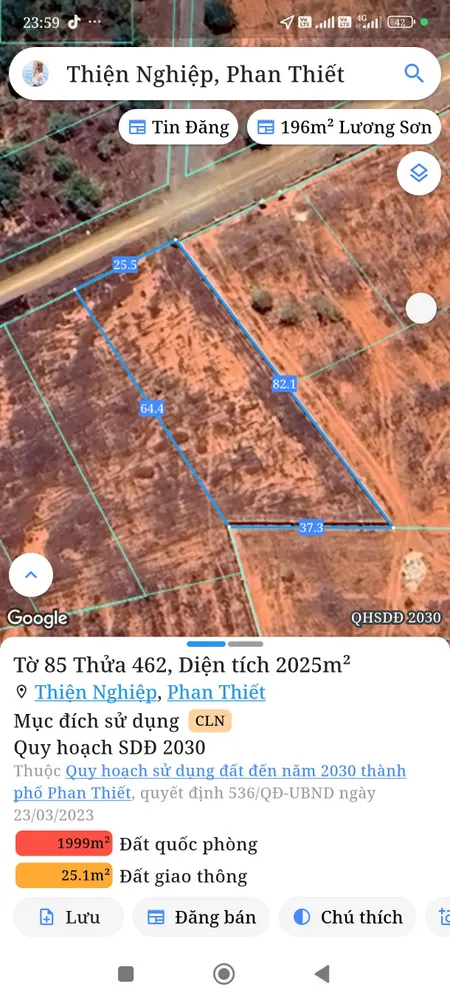 Bán đất 2024m² ngang 25,5m giá 8 tỷ Phường Mũi Né