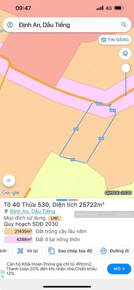 Bán đất mặt tiền đường nhựa xã định an, h dầu tiếng, bình dương (gần 2,75 ha) 200m2 thổ cư, 12 tỷ