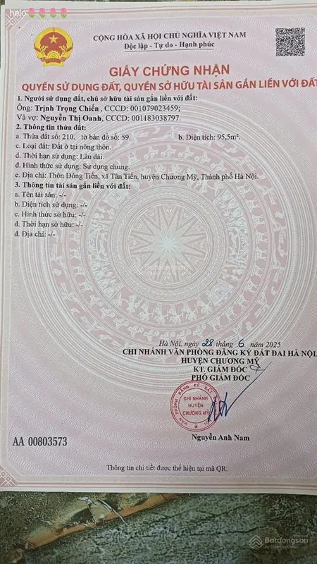 Đất vuông vắn, nở hậu 2 mặt tiền thụy hương, chương mỹ 69m2, giá chỉ khoảng 2xtr/m2