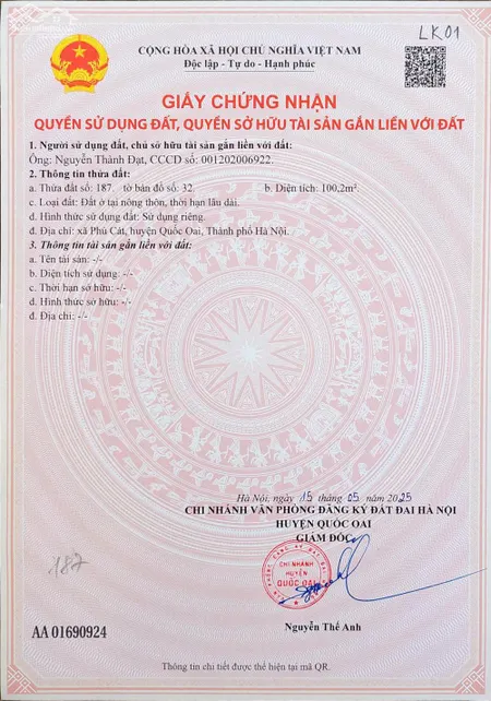 1. Đất Nền Láng Hòa Lạc Giá 2.15 Tỷ Diện Tích 100m2 Gần Khu Công Nghệ Cao – Nguyễn Hùng BĐS - 0989333012