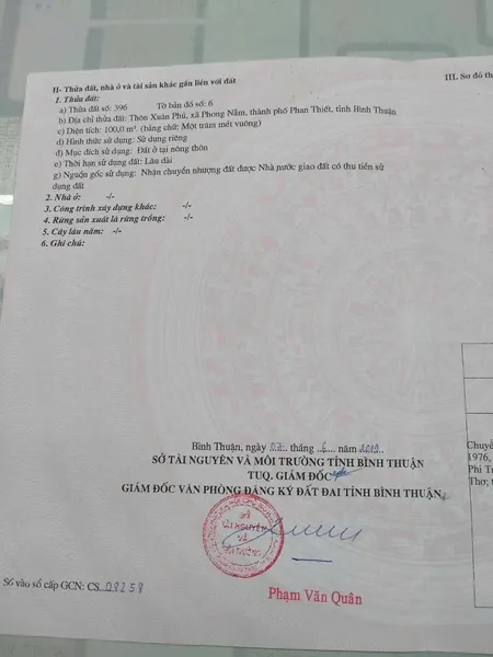Bán 100m2 đất Thổ Cư Phong Nẫm Giá Chỉ 790tr
