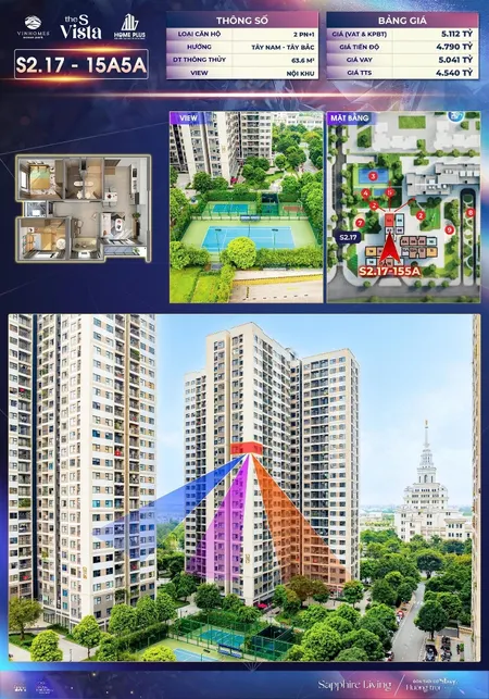 S2.17 - Siêu Phẩm 2br + View Sân Bóng Nội Khu