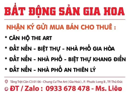 Chuyên Nhận Ký Gửi Mua Bán Cho Thuê Căn Hộ The Art ( Gia Hoà)