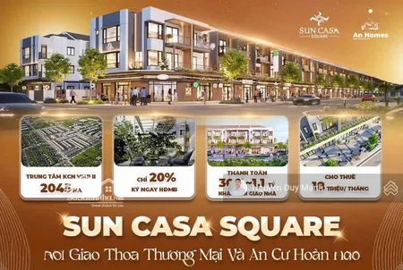 Chỉ 800triệu Sở Hữu Ngay Nhà Phố Thương Mại Suncasa Square Vsip Ii Tiến độ 20 Tháng Giá Fo Cđt