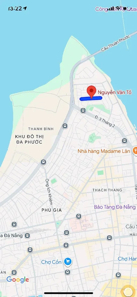 Bán đất Mặt Tiền Nguyễn Văn Tố - Hải Châu Dt 54m2 Giá 5.25 Tỷ Tl