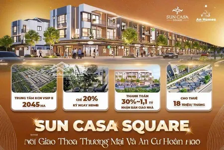 Chỉ Còn Vài Suất Giá Gốc Dự án Suncasa Square Ngay Trung Tâm Vsip2 Bd. Shophouse 5x20m Chỉ 3,7 Tỷ.