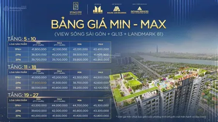 Bảng giá căn hộ symlife chi tiết từng tầng, từng view anh chị tham khảo nhé! sinh lời rõ nét