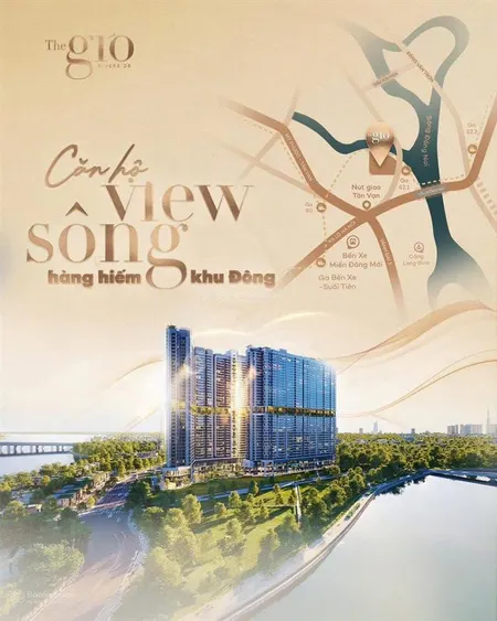 Căn hộ 2pn the gió riverside dĩ an, view sông giá chỉ từ 2,7 tỷ, chiết khấu 12%, tặng full nội thất