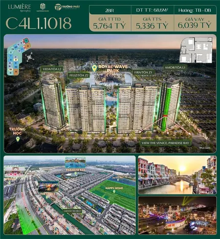 Bán nhanh căn 2pn góc view grandword tại lumiere spring bay