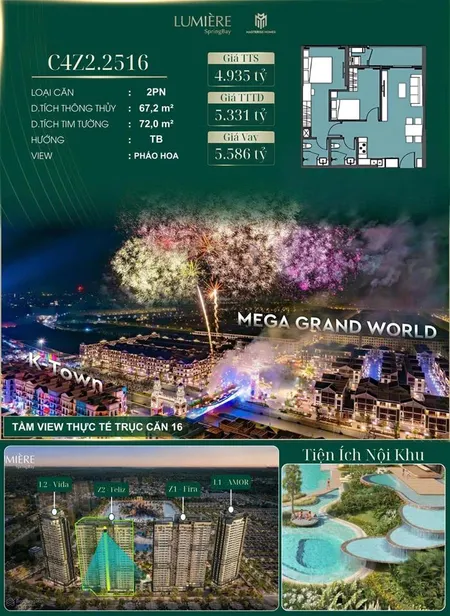Độc quyền căn 2pn view pháo hoa siêu đẹp tại lumiere spring bay