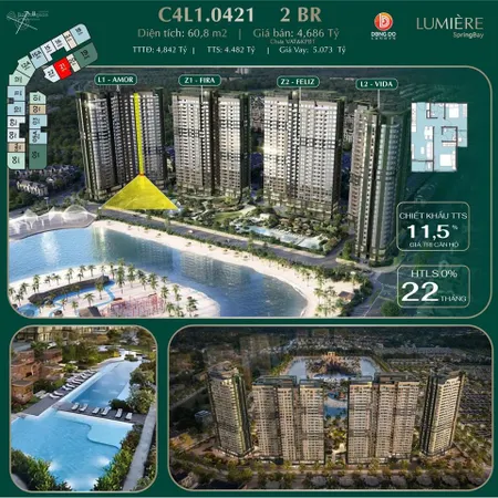 Bán nhanh căn 2pn view biển hồ tạo sóng tại lumiere spring bay