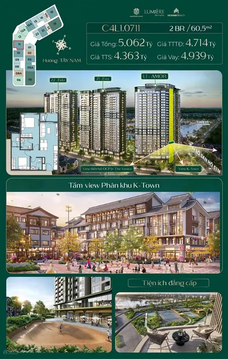 Bán nhanh căn 2pn view mega grand world tại lumiere spring bay, giá chỉ 4,3 tỷ