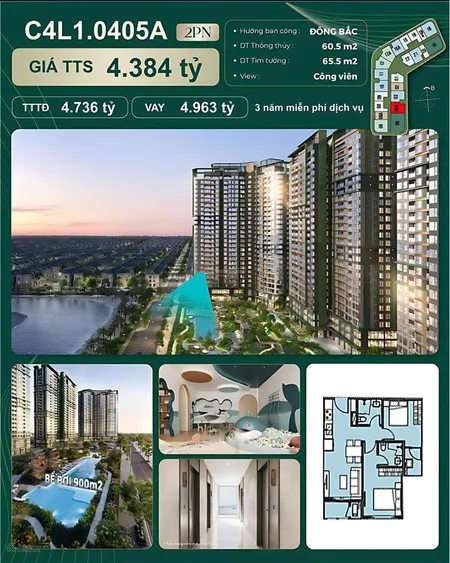 Độc quyền căn 2pn view công viên tại lumiere spring bay