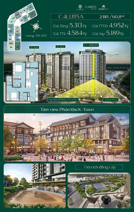 Độc quyền căn 2pn view ktown grandworld tại lumiere spring bay