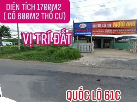 Bán 1700m2 (có 600m2 thổ cư) đất mặt tiền quốc lộ 61c nhơn nghĩa phong điền cần thơ