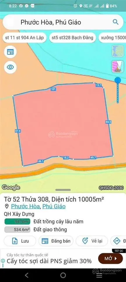 Cần bán lô đất skc 10000m2 tại phước hoà phú giáo bình dương