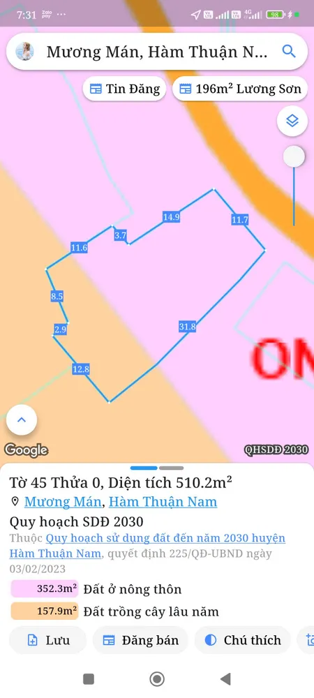Bán đất 510m² ngang 11,7m giá 1.7 tỷ Xã Hàm Kiệm