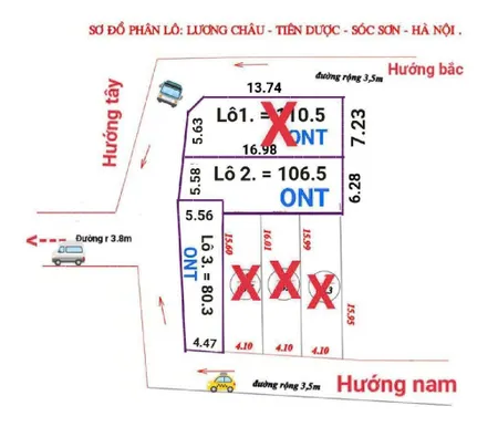 Bán đất 106,5m² ngang 5,6m giá 3.4 tỷ Xã Sóc Sơn