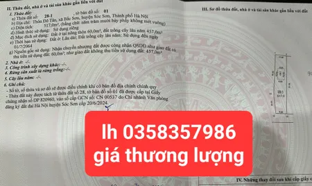 Bán đất 517m² ngang 8.34m giá 1 tỷ Xã Trung Giã