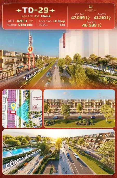 Bán nhà biệt thự tại vinhomes wonder city, 41 tỷ, 136 m2 chính chủ giá ưu đãi