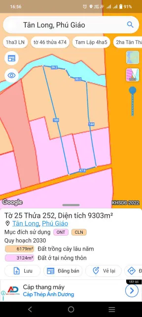 Bán đất Phú Giáo 9626.4m² ngang 48m giá 6.5 tỷ Xã An Long Kiế bên đường quy hoạch cao tốc