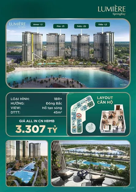 Chỉ 3,3 tỷ sở hữu ngay căn 1n+ springbay vinhomes view 2 mặt nước, tiềm năng sinh lời 30% 12 năm