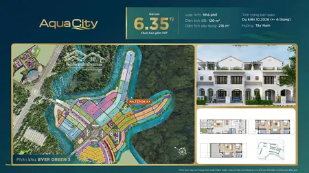 Nhà Phố Tại Dự án Aqua City - Ever Green 3 - 6x20m - Vị Trí đẹp - Giá Hấp Dẫn