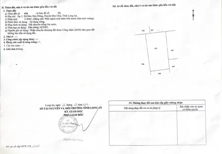 Bán đất Đức Hòa Đông, mặt tiền lớn, 1424m², giá 7 tỷ (TL)